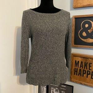 New York & Company Grey Knit 3/4 Sleeve Top